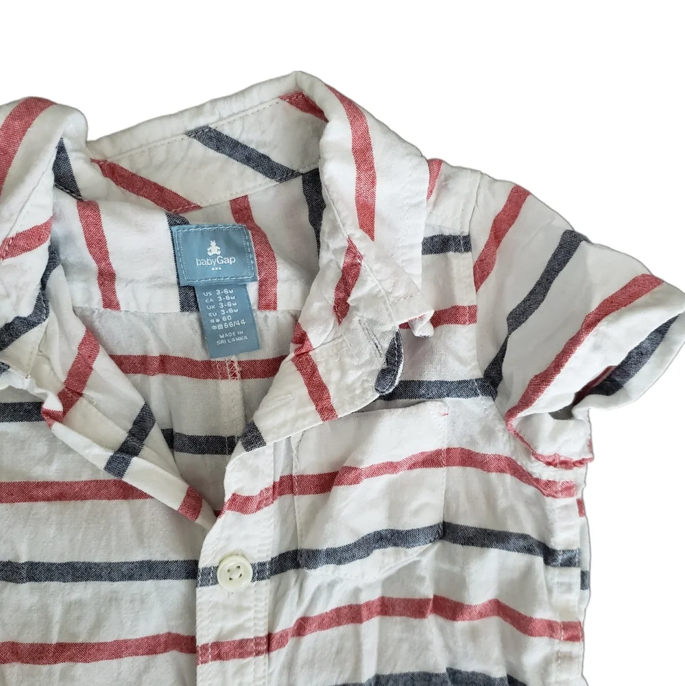 Baby Gap 3-6m Striped Button Down Shirt Shortie Romper
